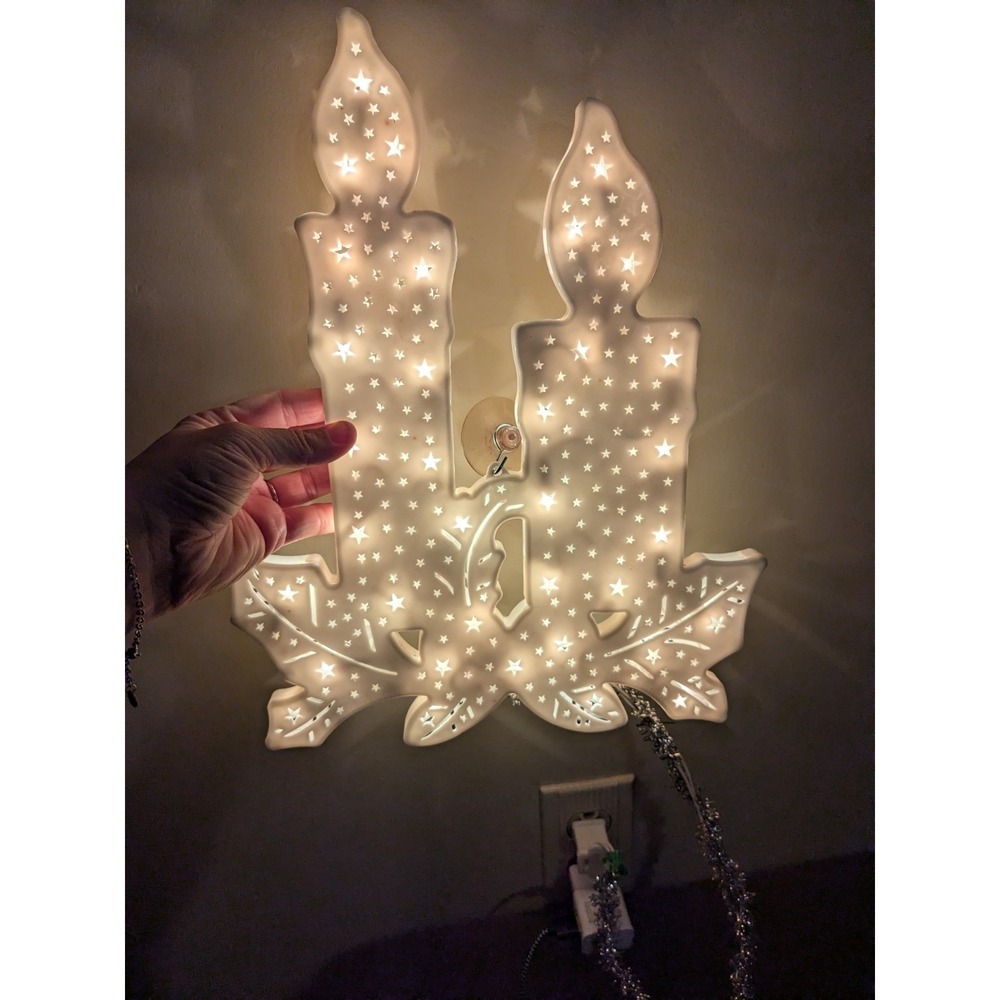 Vintage Lucky Seven Lighted Candle‎ Christmas Silhouette w Box Working
